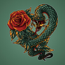 Viper Venom And Red Roses Illustration