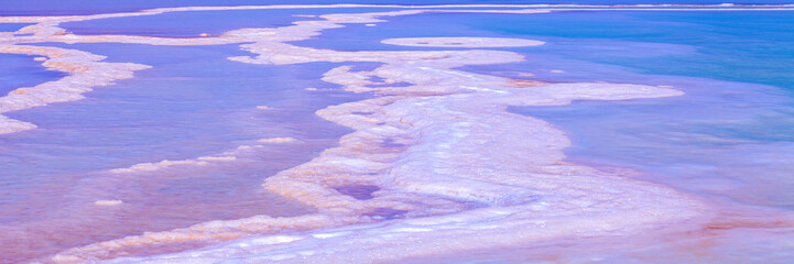 Fototapete - The texture of the salty shore of the Dead Sea. Nature background. gradient color