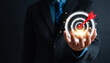 © Kiattisak - Businessman showing business target planning development leadership and customer target group, investment growth and success development, achivement, goal, strategy, finance concept.
