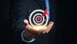 © Kiattisak - Businessman showing business target planning development leadership and customer target group, investment growth and success development, achivement, goal, strategy, finance concept.