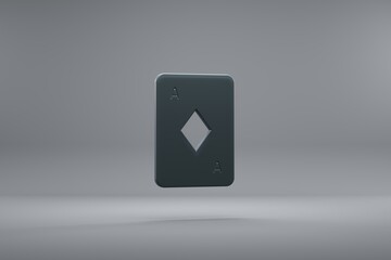 Aufkleber - Beautiful illustration Ace of Diamonds Dark symbol icons on a grey background. 3d rendering illustration. Background pattern for design...