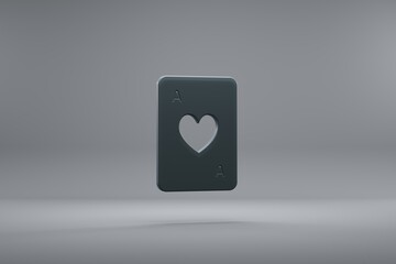 Aufkleber - Beautiful illustration Ace of Hearts Dark symbol icons on a grey background. 3d rendering illustration. Background pattern for design..