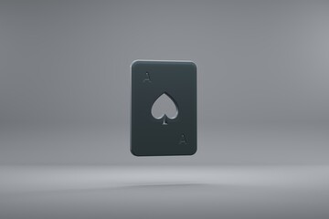 Aufkleber - Beautiful illustration Ace of Spades Dark symbol icons on a grey background. 3d rendering illustration. Background pattern for design..