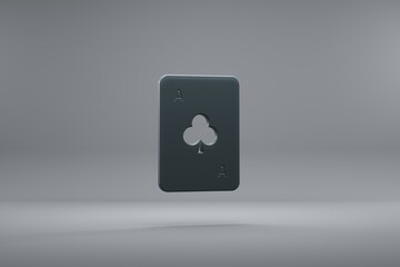 Aufkleber - Beautiful illustration Ace of Club Chip Dark symbol icons on a grey background. 3d rendering illustration. Background pattern for design...