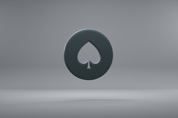 Aufkleber - Beautiful illustration Spades Token Dark symbol icons on a grey background. 3d rendering illustration. Background pattern for design...