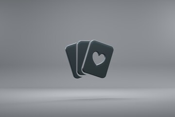 Aufkleber - Beautiful illustration Three Cards Dark symbol icons on a grey background. 3d rendering illustration. Background pattern for design..