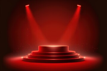 Wall Mural - red product display podium. generative ai