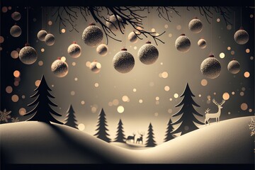 Wall Mural - Chrismas background, ornaments and christmas tree