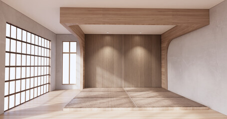 Wall Mural - Muji style, Empty wooden room,Cleaning japandi room interior.