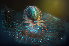 AI Generated Image Of A Macro Of An Orb Weaver Spider On Web