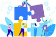 © Oksana - People connecting puzzle elements. Business concept. Partnership. Team working, illustration in flat design style.