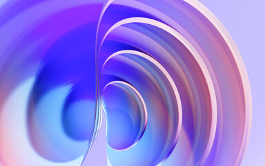 Gradient transparent curve glass, 3d rendering.