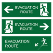 Set evacuation route signs, vector evacuation route, evacuation route sign