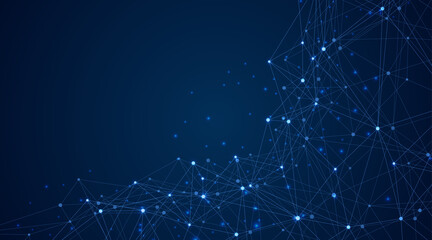 Technology abstract lines and dots connection background. Connection digital data and big data concept. Digital data visualization illustration