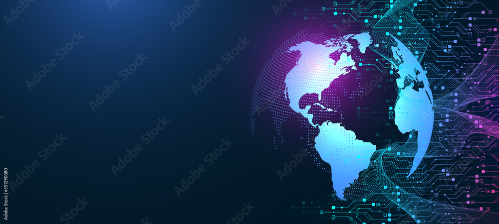 Global network connection illustration. World map point and line ...