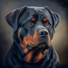 Portrait Of A Rottweiler Dog Generative Ai Illustration