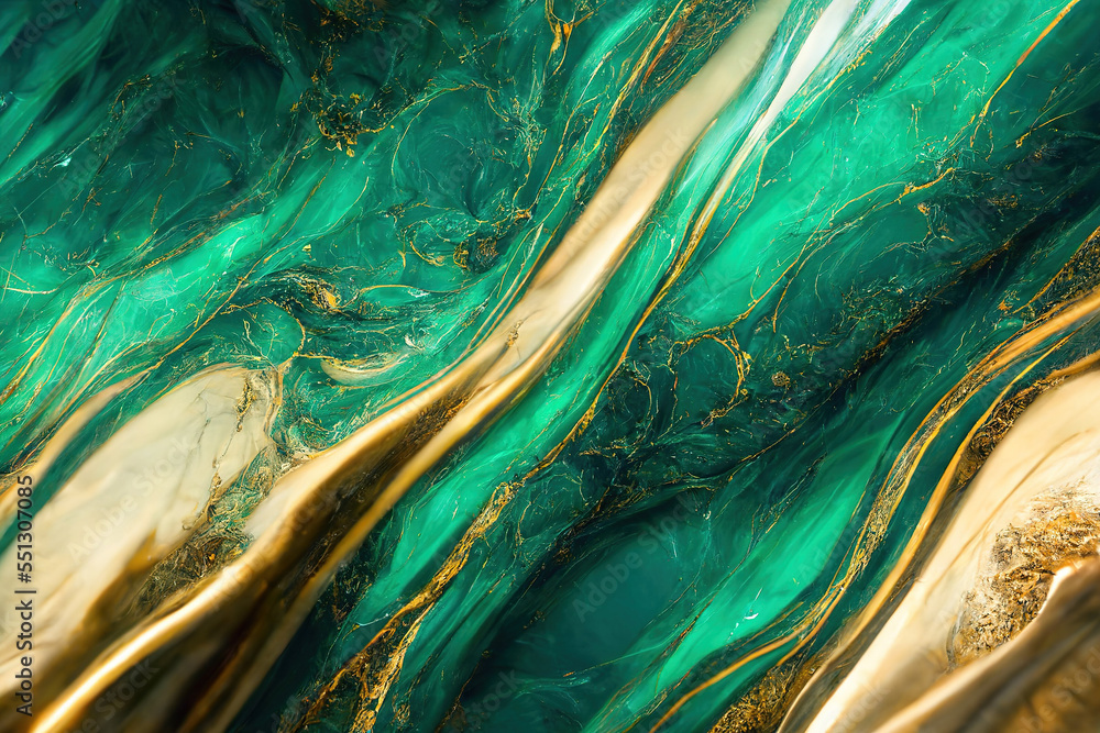 Green and gold marble background. Fluid art modern wallpaper. Stock ...