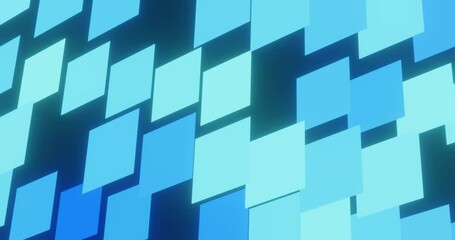 Wall Mural - 3d render with bright light blue square tiles