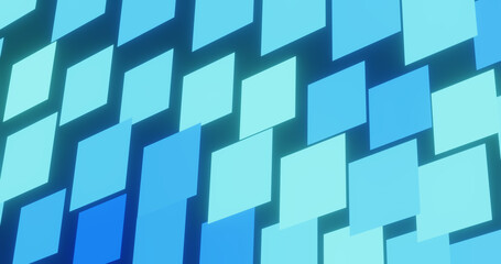 Wall Mural - Render with bright light blue square tiles