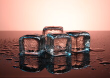Ice Cubes On A Gradient Background
