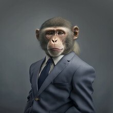 Portrait Of A Monkey In A Business Suit