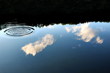 clouds reflecting in lake