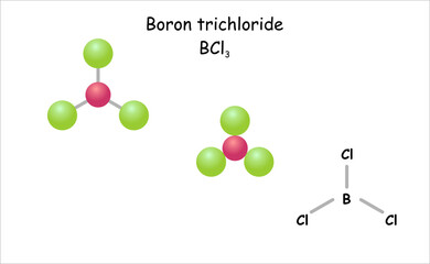 Wall Mural - Stylized molecule model/structural formula of boron trichloride. Use as catalyst and  for doping in semiconductor industry.