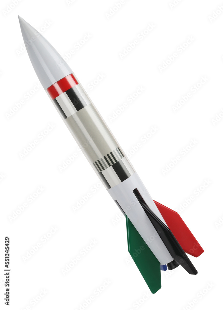 Rocket gray black red green space travel isolated on white background ...