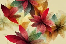 Decorative Leaves Pattern.
Repeat Pattern For Wallpaper, Paper Packaging, Textile, Curtains, Duvet Covers, Print Design