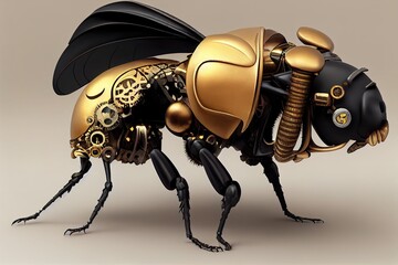 Wall Mural - hybrid of rat and bee, science fiction robot