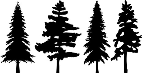 Sticker - silhouette of pine, fir tree design vector isolated