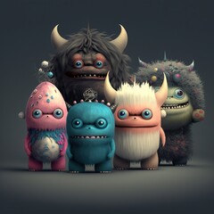 Cute monster toy illustration generated with Artificial Intelligence