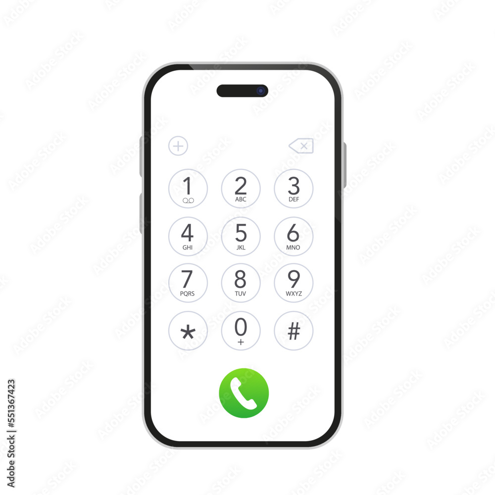 Phone keyboard with numbers and letters for the phone. User interface keyboard for smartphone. Keyboard template in a device with a touch screen. Vector illustration