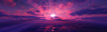 Sunset Calmly Sea Sun Ray 3d Render