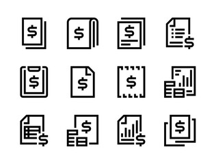 Wall Mural - Money, Online payment, Banking and Finance line vector icons. Business, Financial report and Accounting process editable stroke outline icon set.