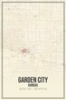 Retro US city map of Garden City, Kansas. Vintage street map.