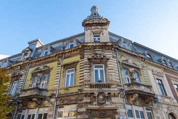 Wall Mural - Building and street at the center of city of Ruse, Bulgaria