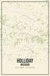 Retro US city map of Holliday, Missouri. Vintage street map.