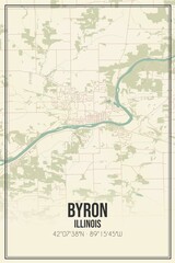 Retro US city map of Byron, Illinois. Vintage street map.