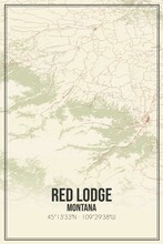 Retro US City Map Of Red Lodge, Montana. Vintage Street Map.
