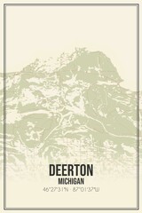 Retro US city map of Deerton, Michigan. Vintage street map.