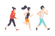 © topvectors - Young Man and Woman Running Marathon Engaged in Sport Training Vector Set