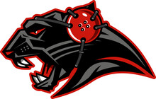 Panther Mascot Wearing Wrestling Headgear For School, College Or League Sports