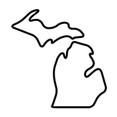 Sticker - Michigan state of United States of America, USA. Simplified thick black outline map with rounded corners. Simple flat vector illustration