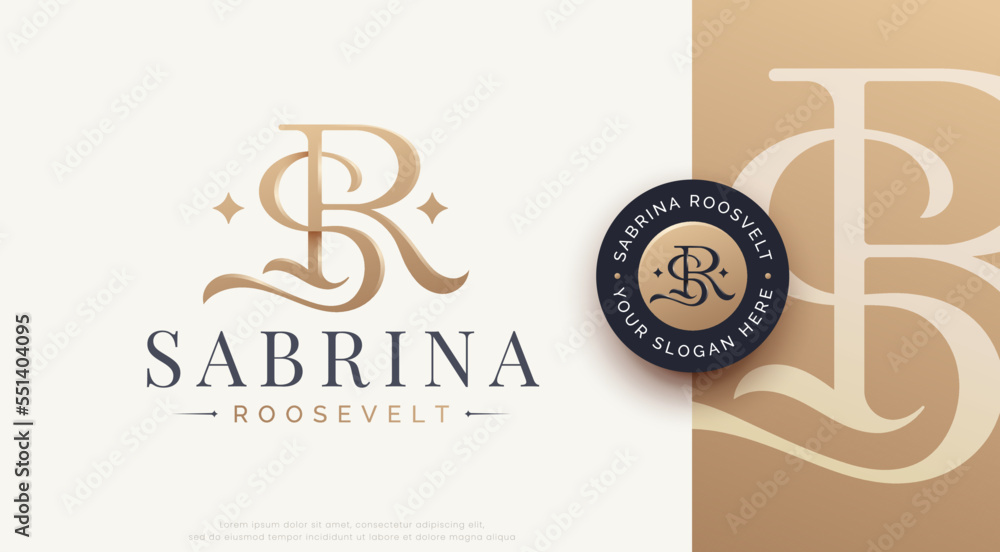 letter s r beauty monogram serif logo design Stock Vector | Adobe Stock
