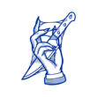 vector illustration of knife stabbed hand