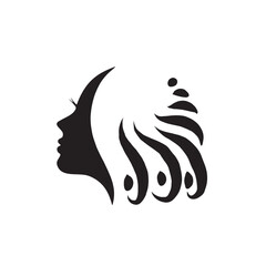 Stylized woman head silhouette for hair product logo or hair salon.