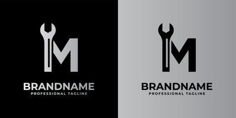 letter M wrench logo, suitable for any business related to wrench with M initials.