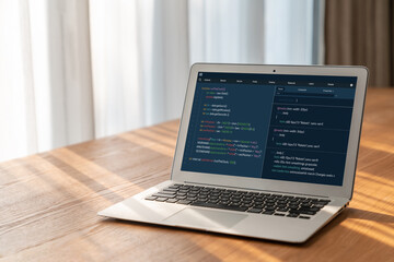 Software development programming on computer screen for modish application and program coding