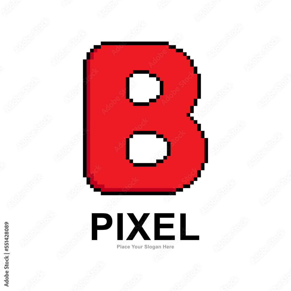 Letter B pixel digital vector logo template. Suitable for business ...